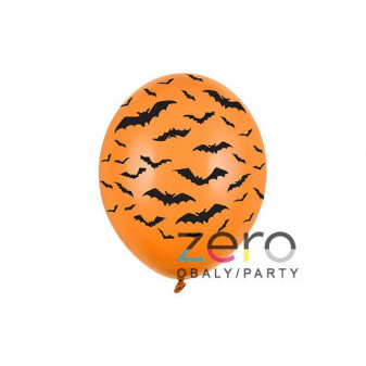 Balónky nafukovací pr. 30 cm (5 ks) - netopýři 'Halloween' - oranžový