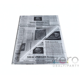Papír balicí s PE (22+8g)/přířez 30x40 cm - bílý s tiskem noviny