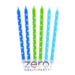 Svíčka narozeninová 10 cm (24 ks) - modré a zelené (mix)