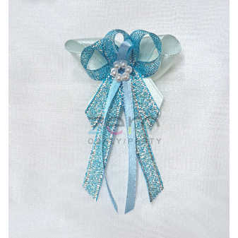 Vonička (vývazek) svatební - modrá-tyrkysová s perlovým květem